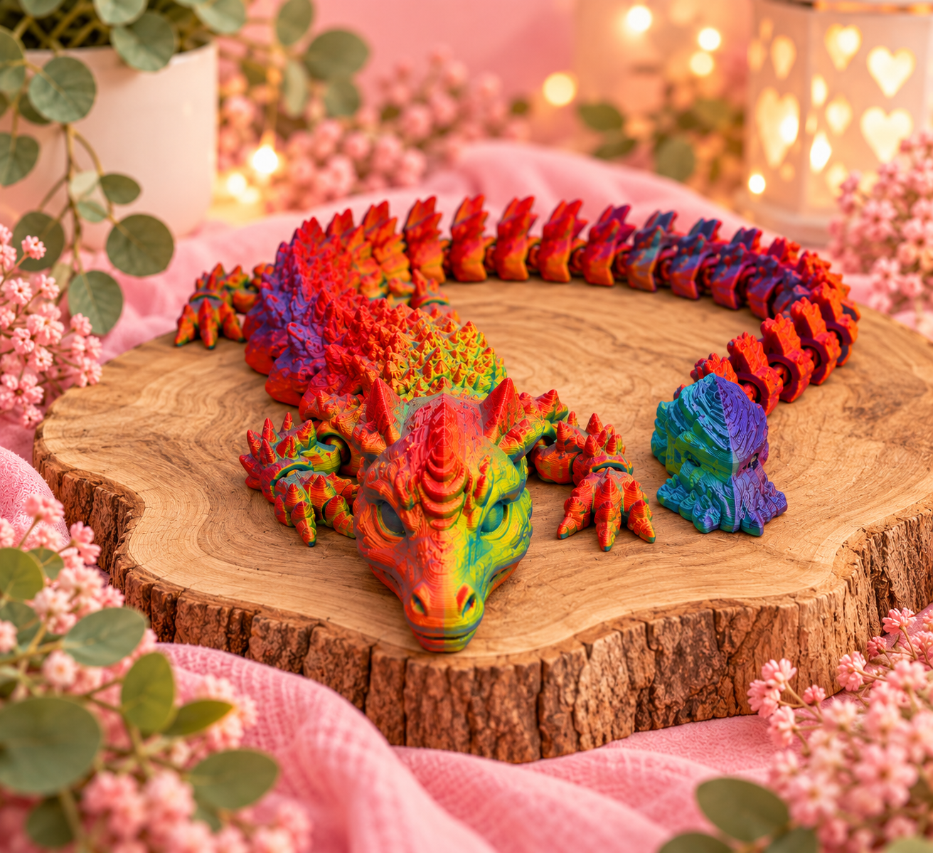 Kleurrijke gelede draak 3D print